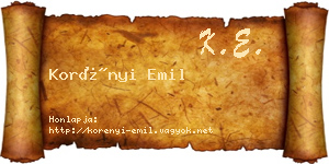 Korényi Emil névjegykártya